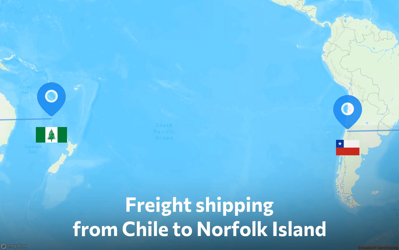 Shipping route from Chile to Norfolk Island