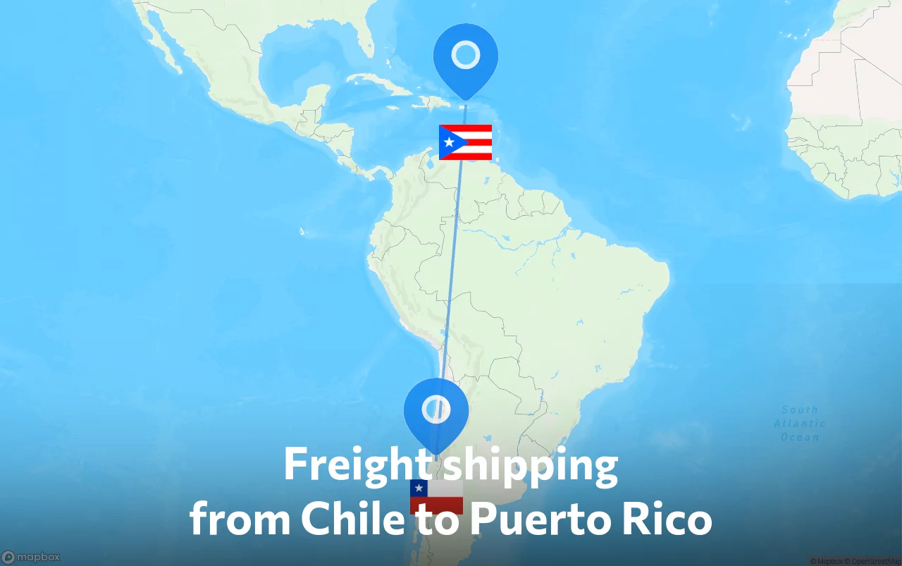 Shipping route from Chile to Puerto Rico