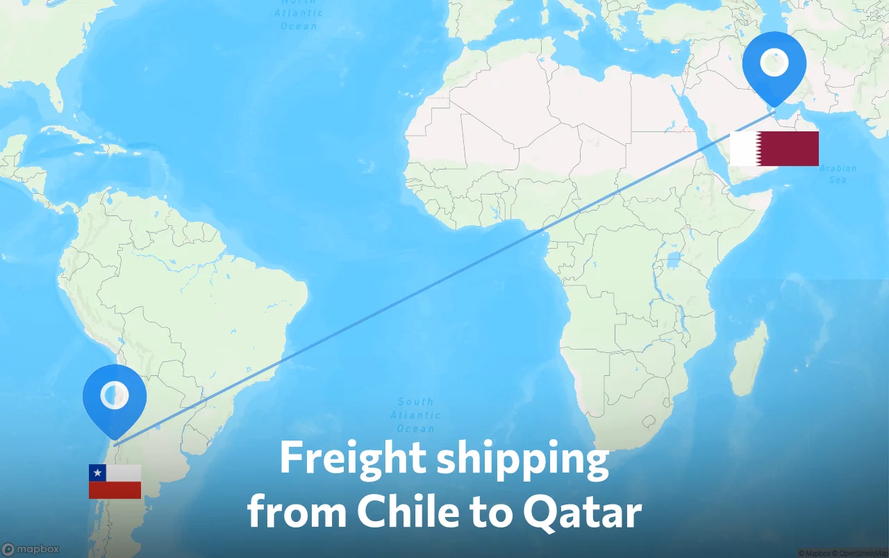 Shipping route from Chile to Qatar