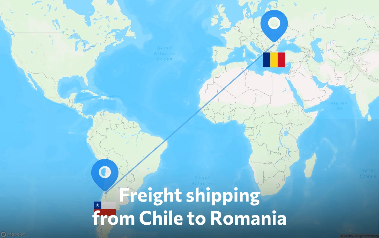 Shipping route from Chile to Romania