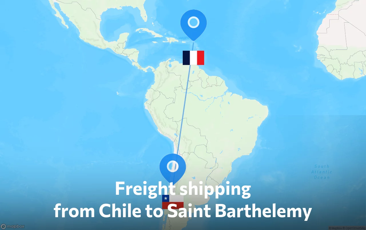 Shipping route from Chile to Saint Barthelemy