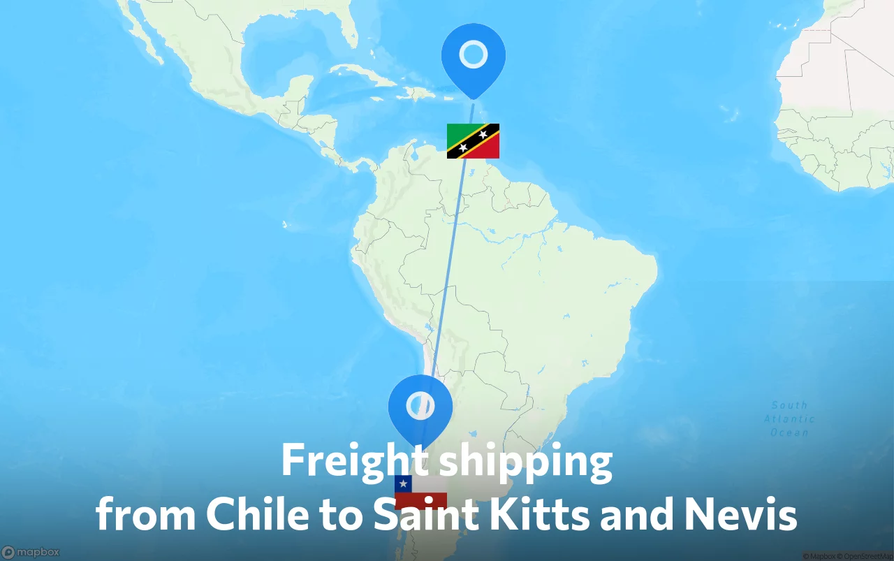 Shipping route from Chile to Saint Kitts and Nevis