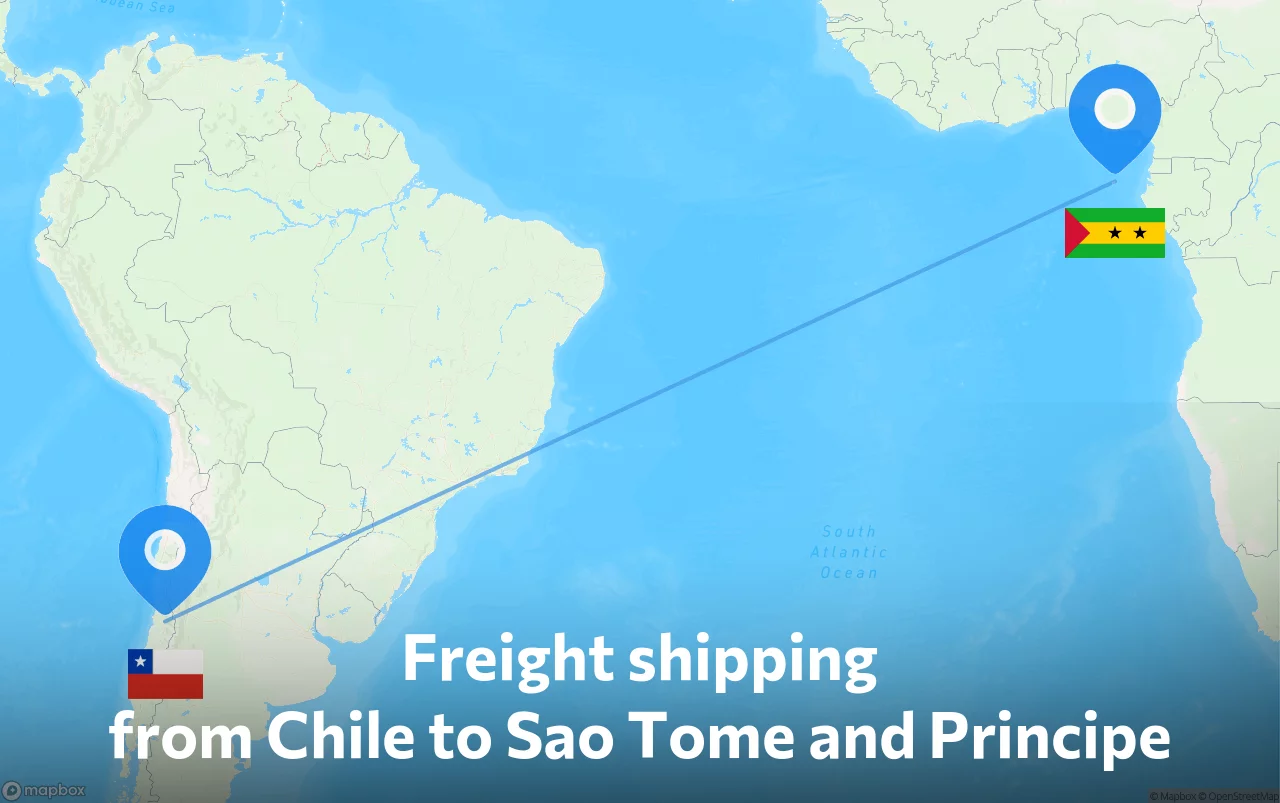 Shipping route from Chile to Sao Tome and Principe