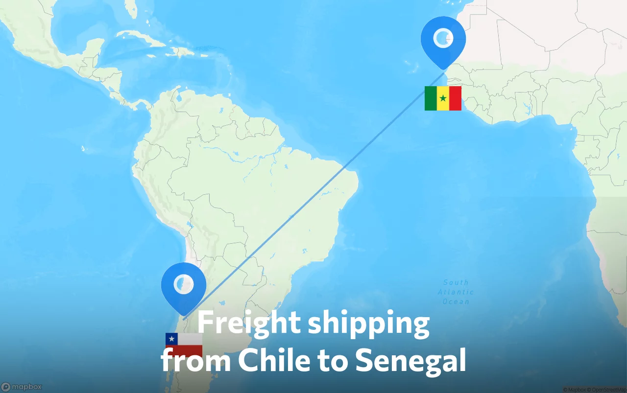 Shipping route from Chile to Senegal