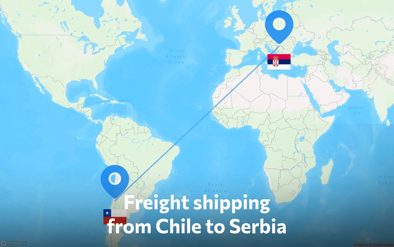 Shipping route from Chile to Serbia