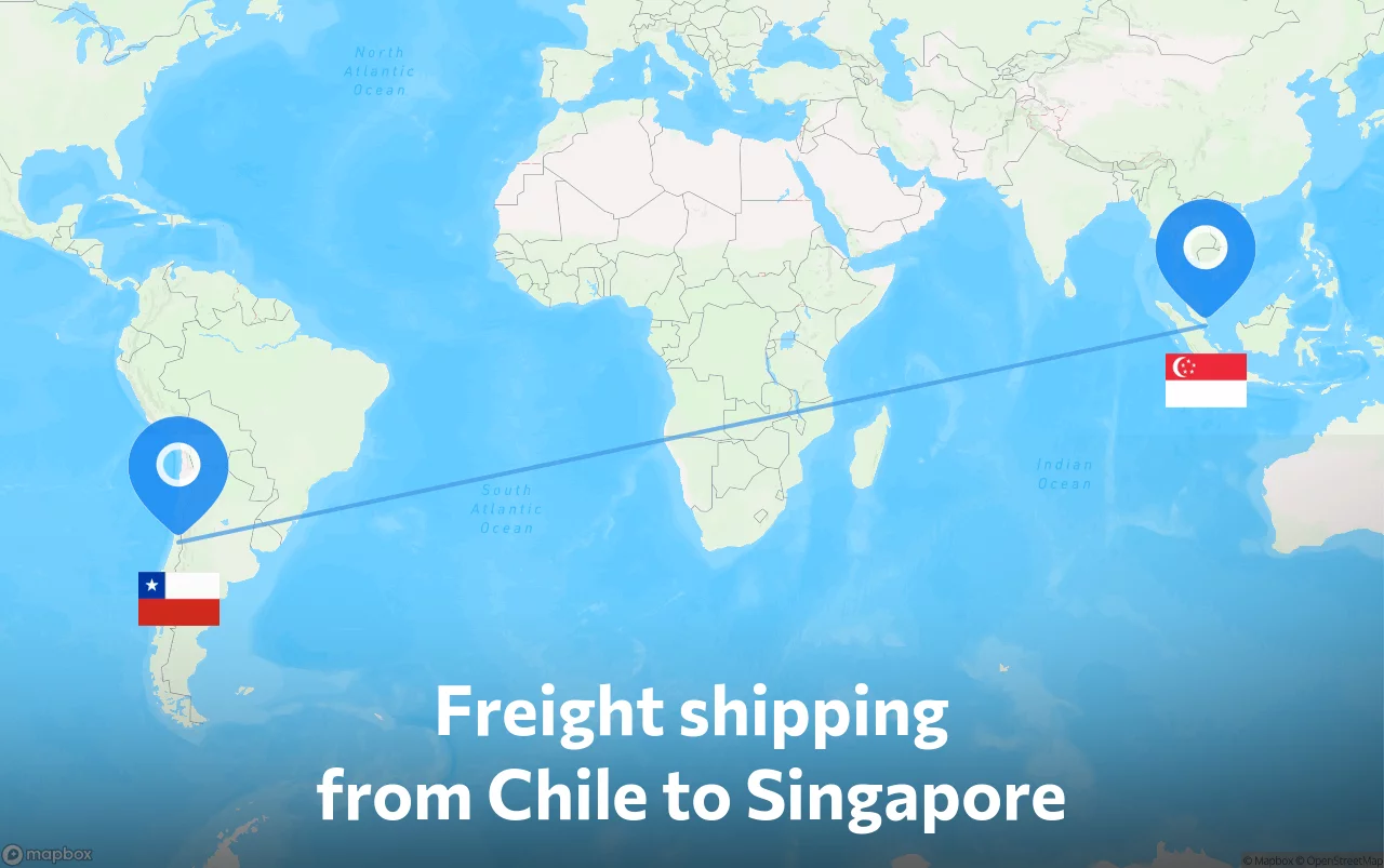 Shipping route from Chile to Singapore