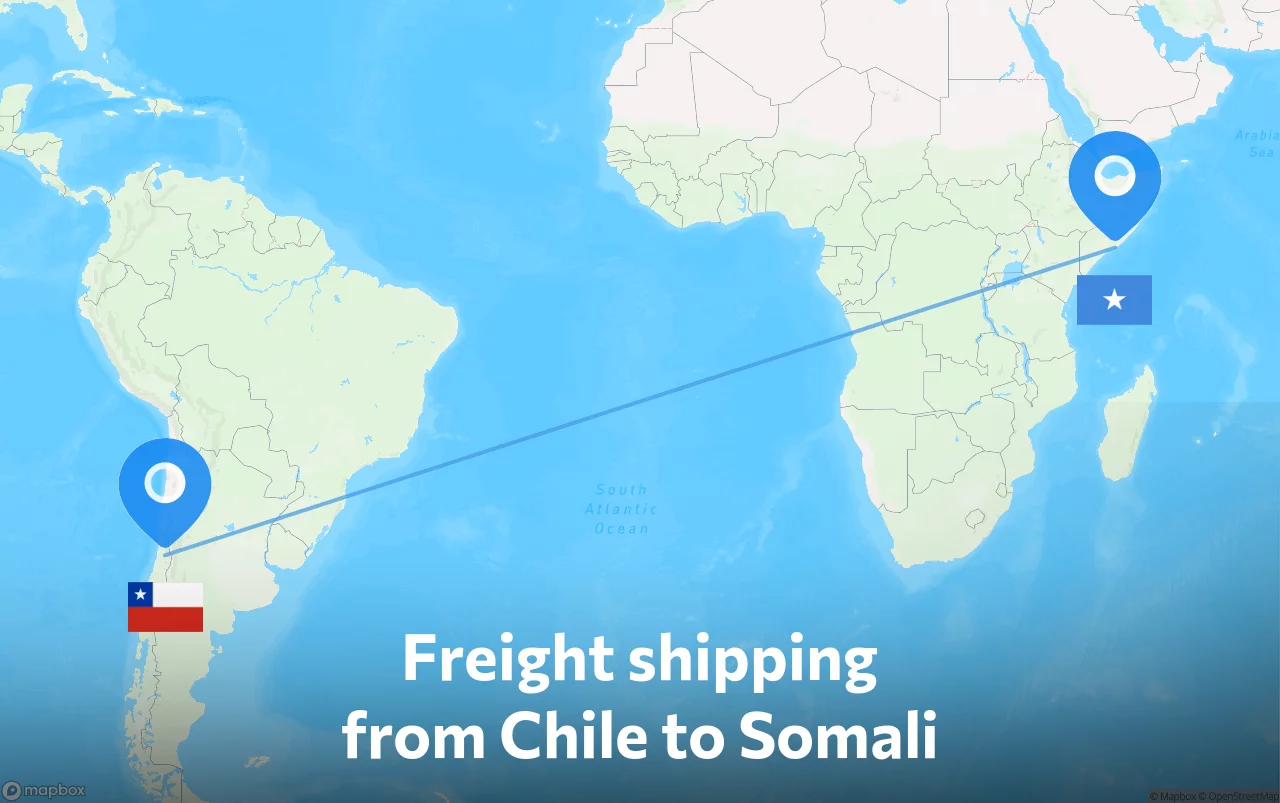 Shipping route from Chile to Somali