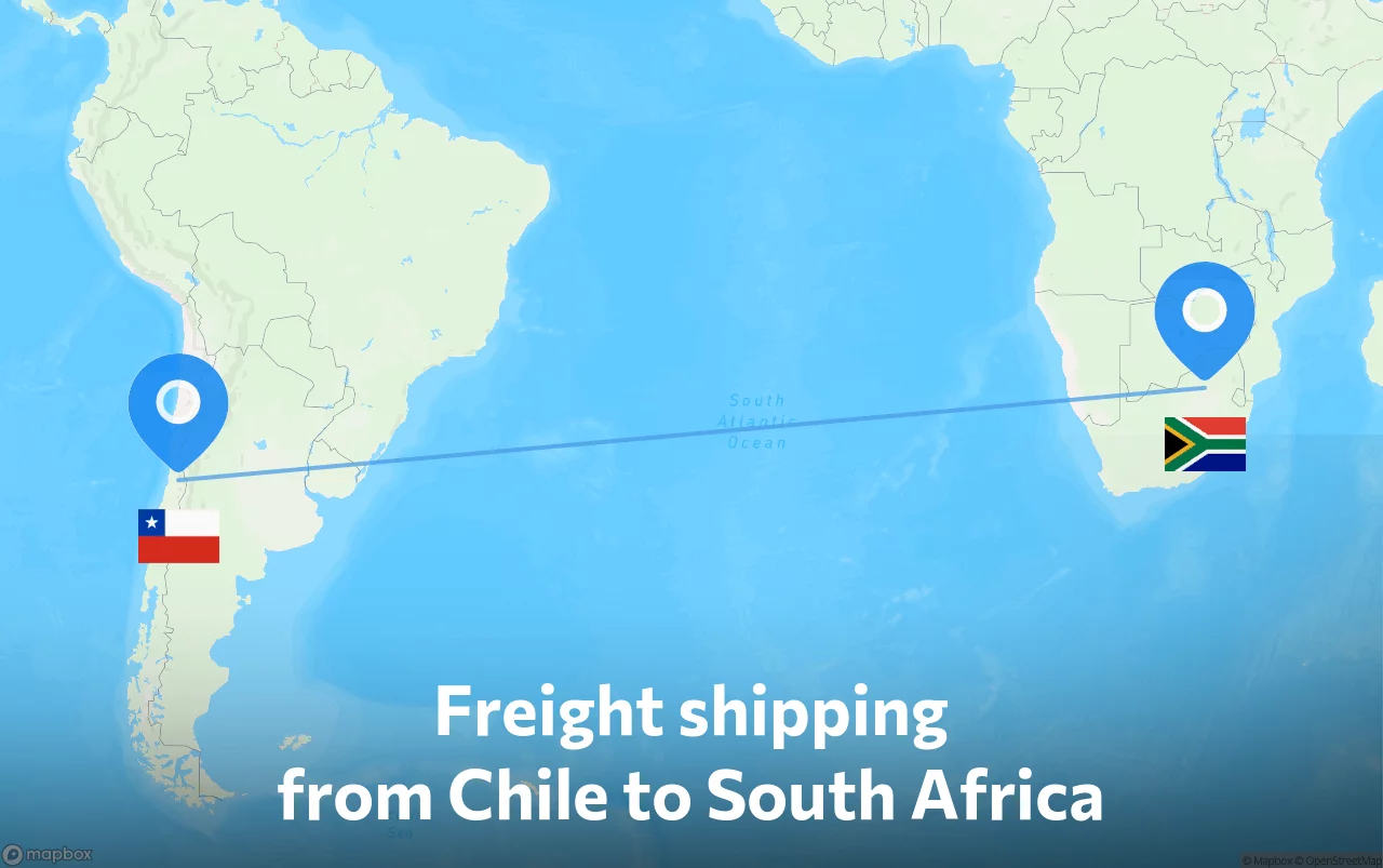 Shipping route from Chile to South Africa