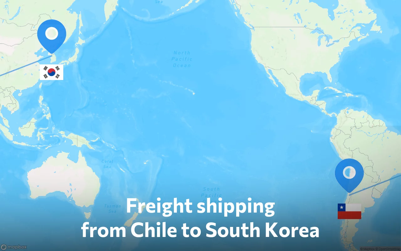 Shipping route from Chile to South Korea