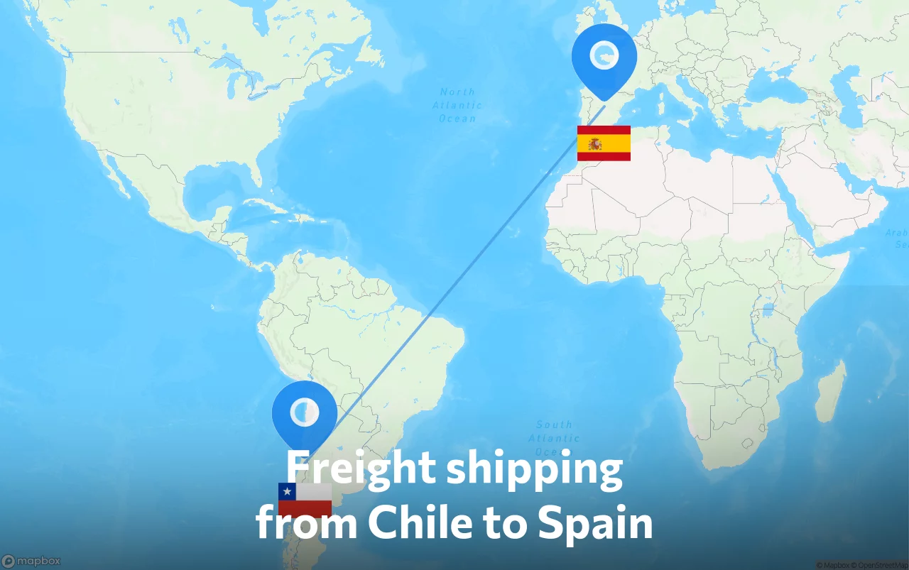 Shipping route from Chile to Spain