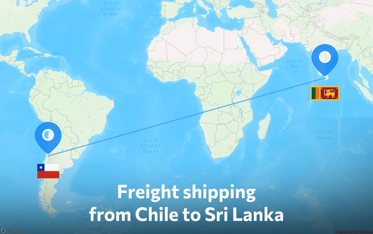 Shipping route from Chile to Sri Lanka