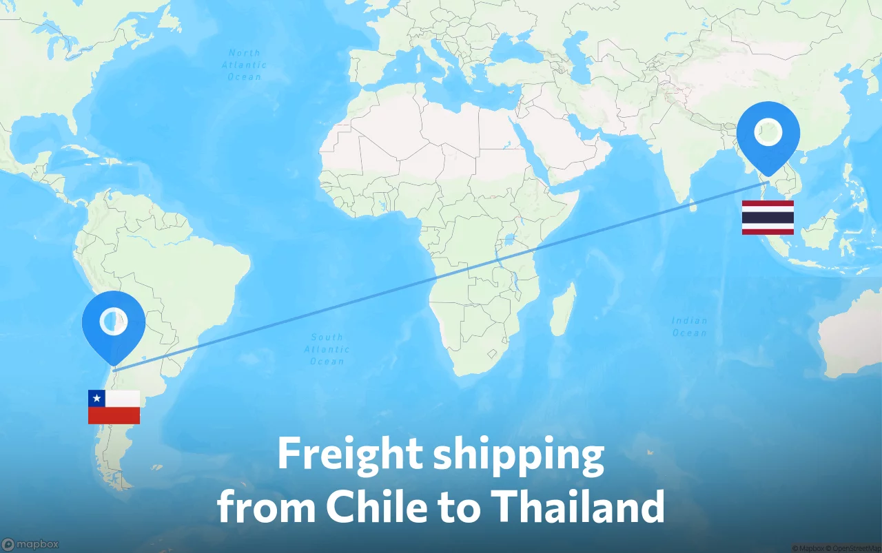 Shipping route from Chile to Thailand
