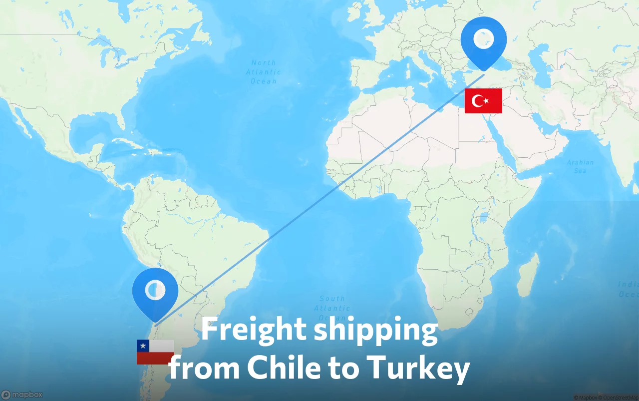 Shipping route from Chile to Turkey