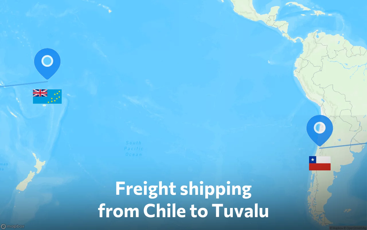 Shipping route from Chile to Tuvalu