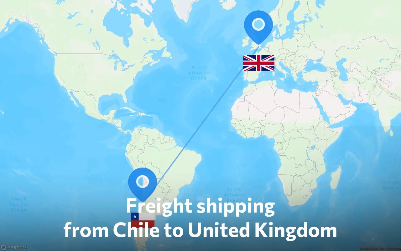 Shipping route from Chile to United Kingdom