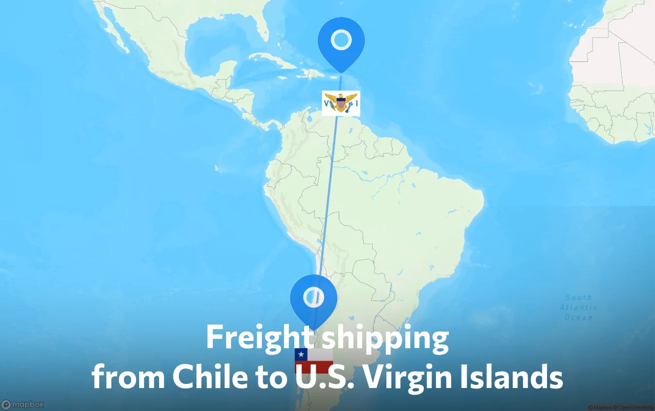Shipping route from Chile to U.S. Virgin Islands