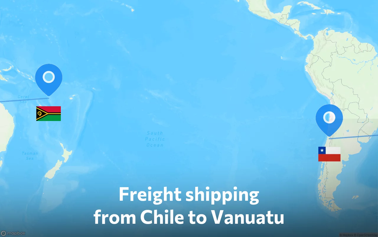 Shipping route from Chile to Vanuatu