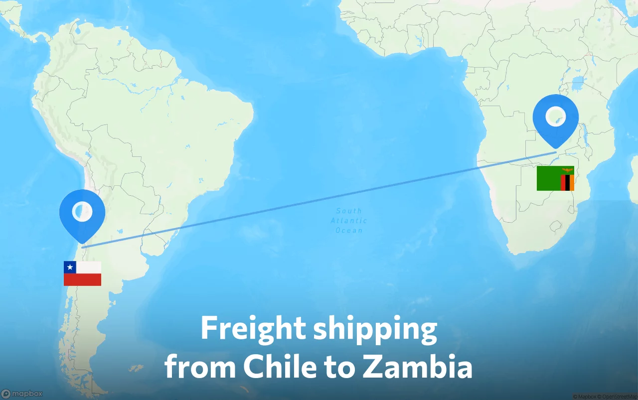 Shipping route from Chile to Zambia