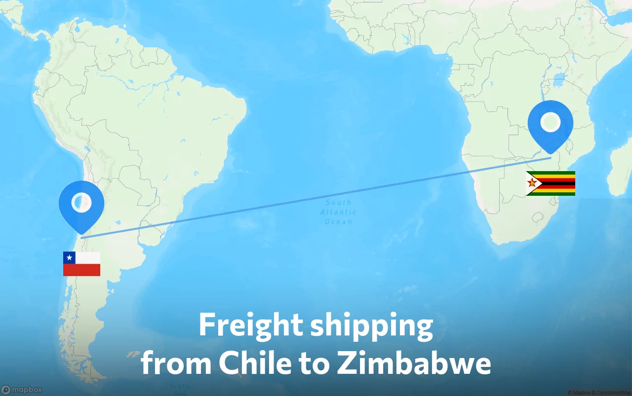 Shipping route from Chile to Zimbabwe