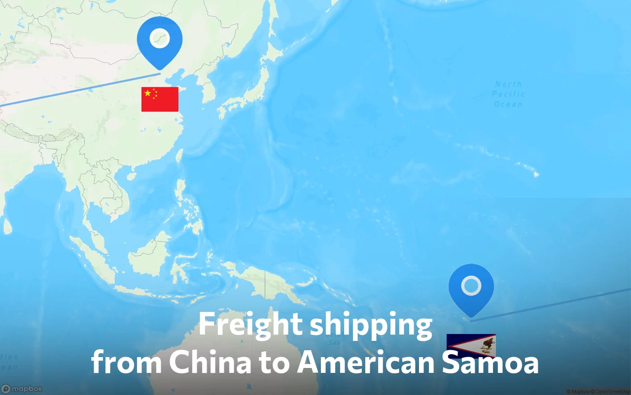Shipping route from China to American Samoa
