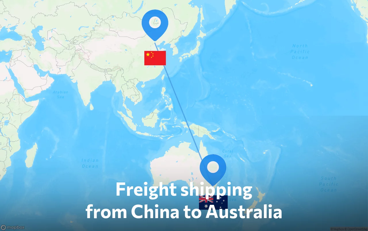 Shipping route from China to Australia