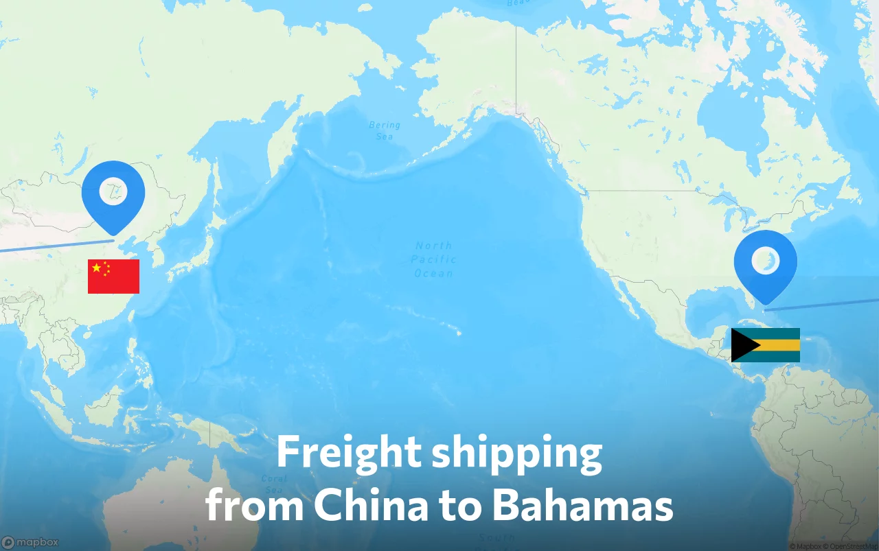 Shipping route from China to Bahamas