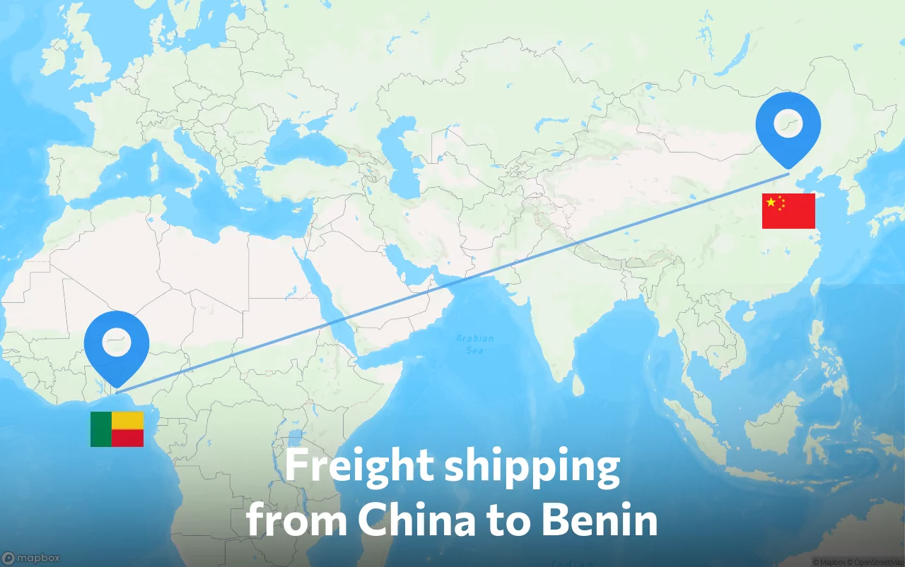 Shipping route from China to Benin