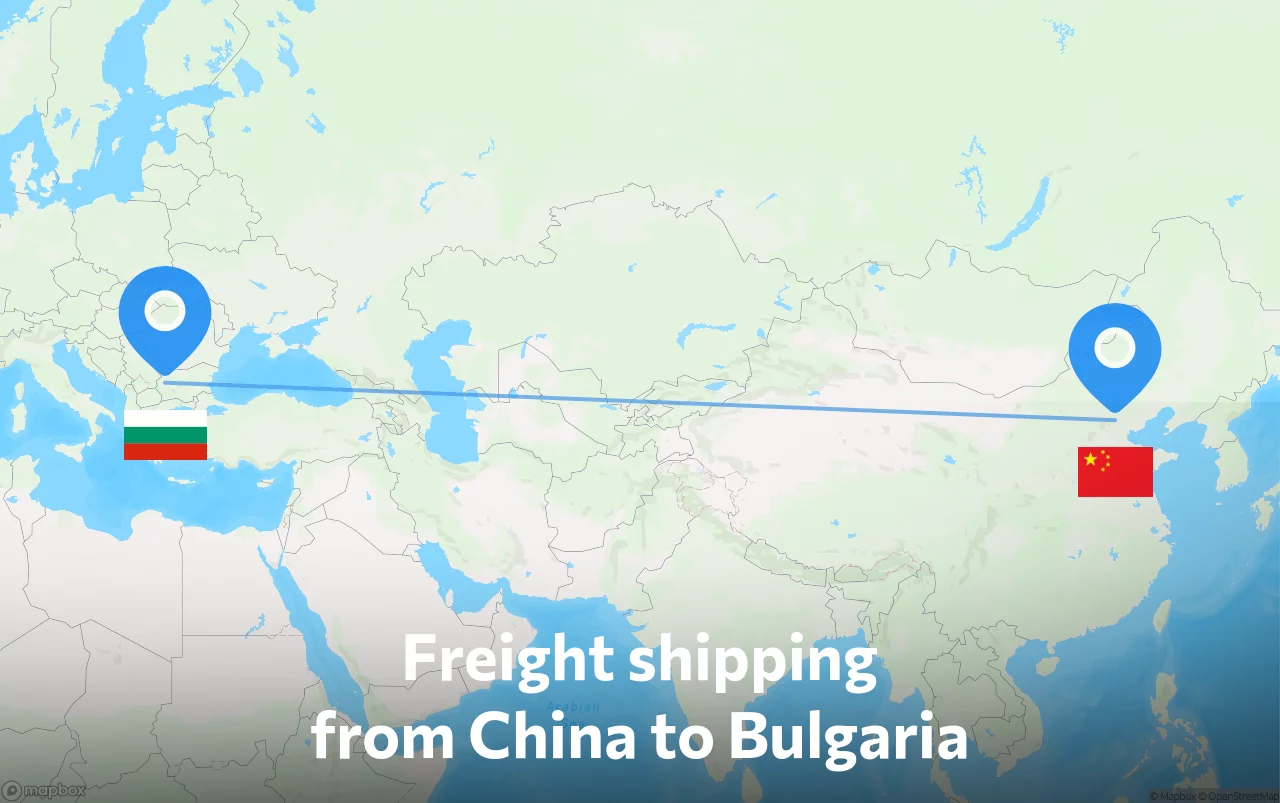 Shipping route from China to Bulgaria