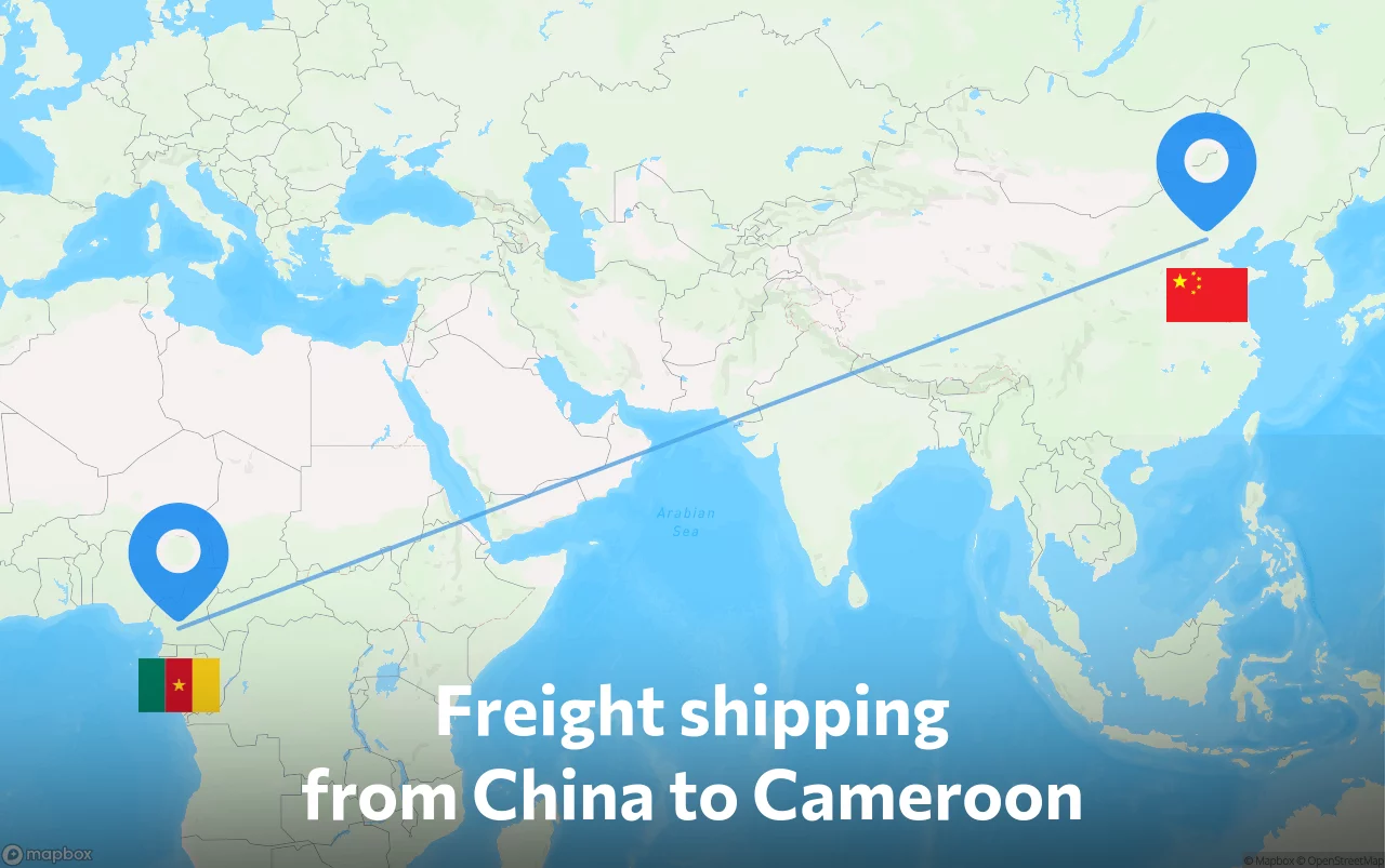 Shipping route from China to Cameroon