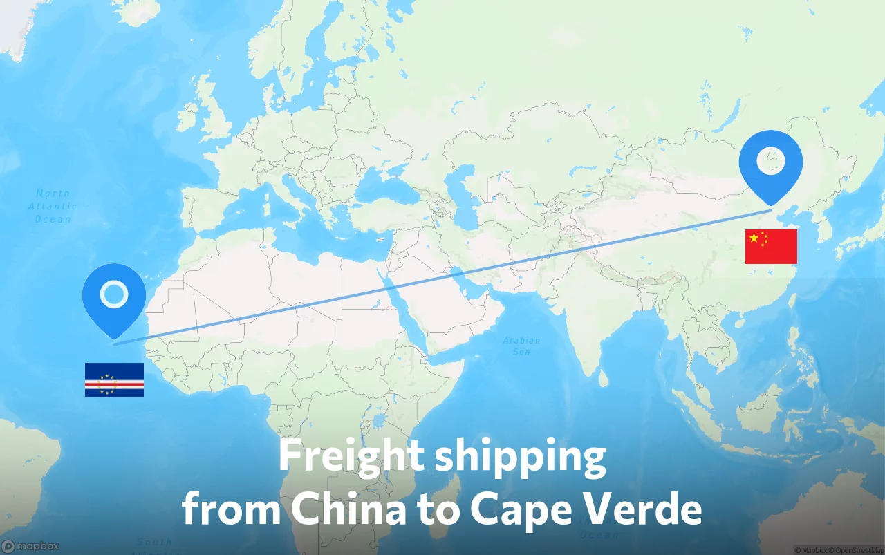 Shipping route from China to Cape Verde
