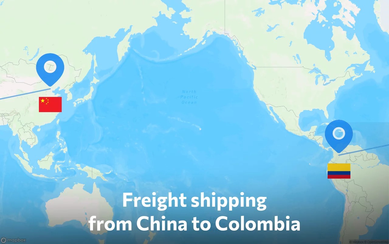 Shipping route from China to Colombia