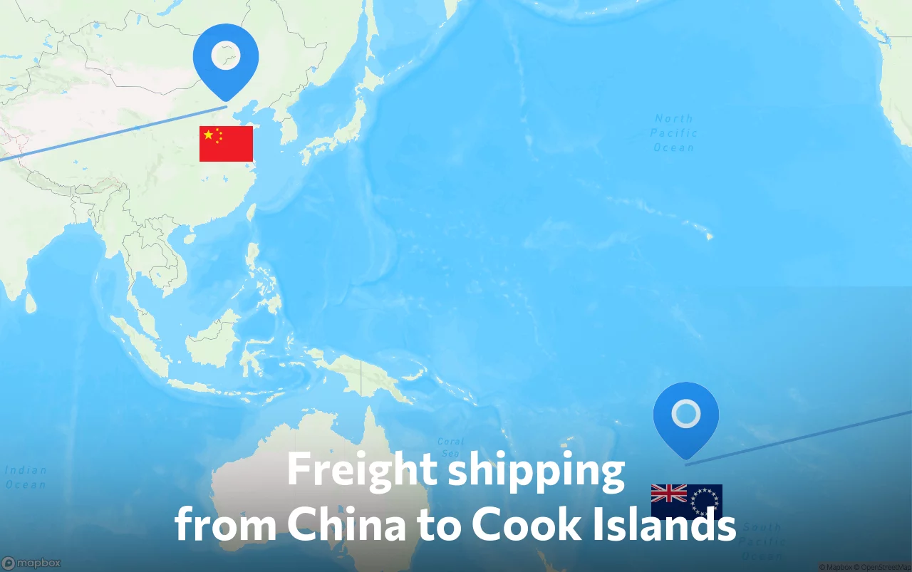 Shipping route from China to Cook Islands