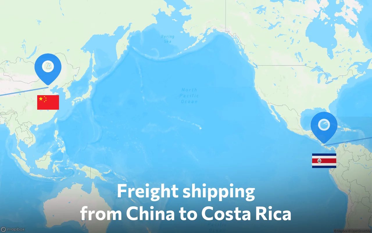 Shipping route from China to Costa Rica