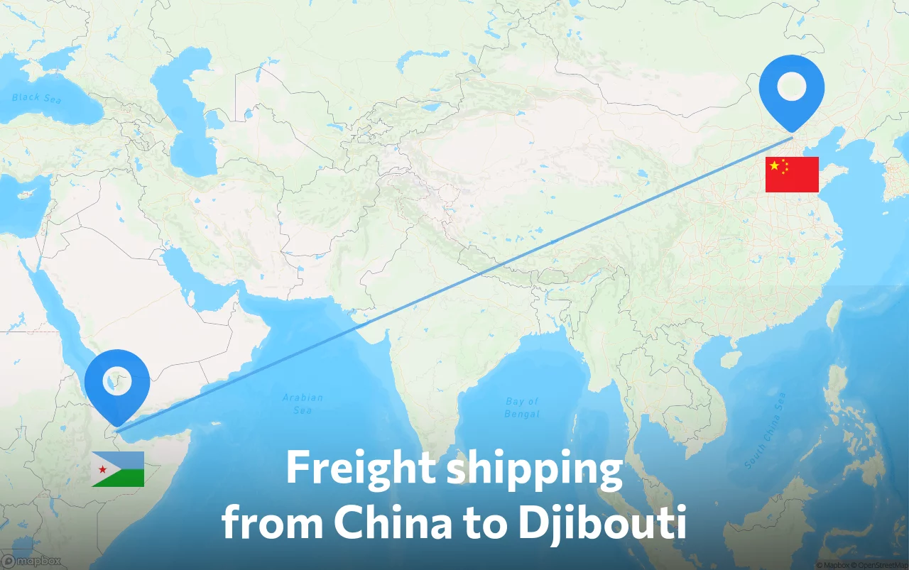 Shipping route from China to Djibouti