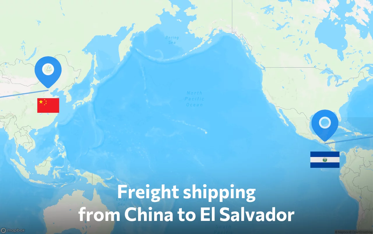 Shipping route from China to El Salvador