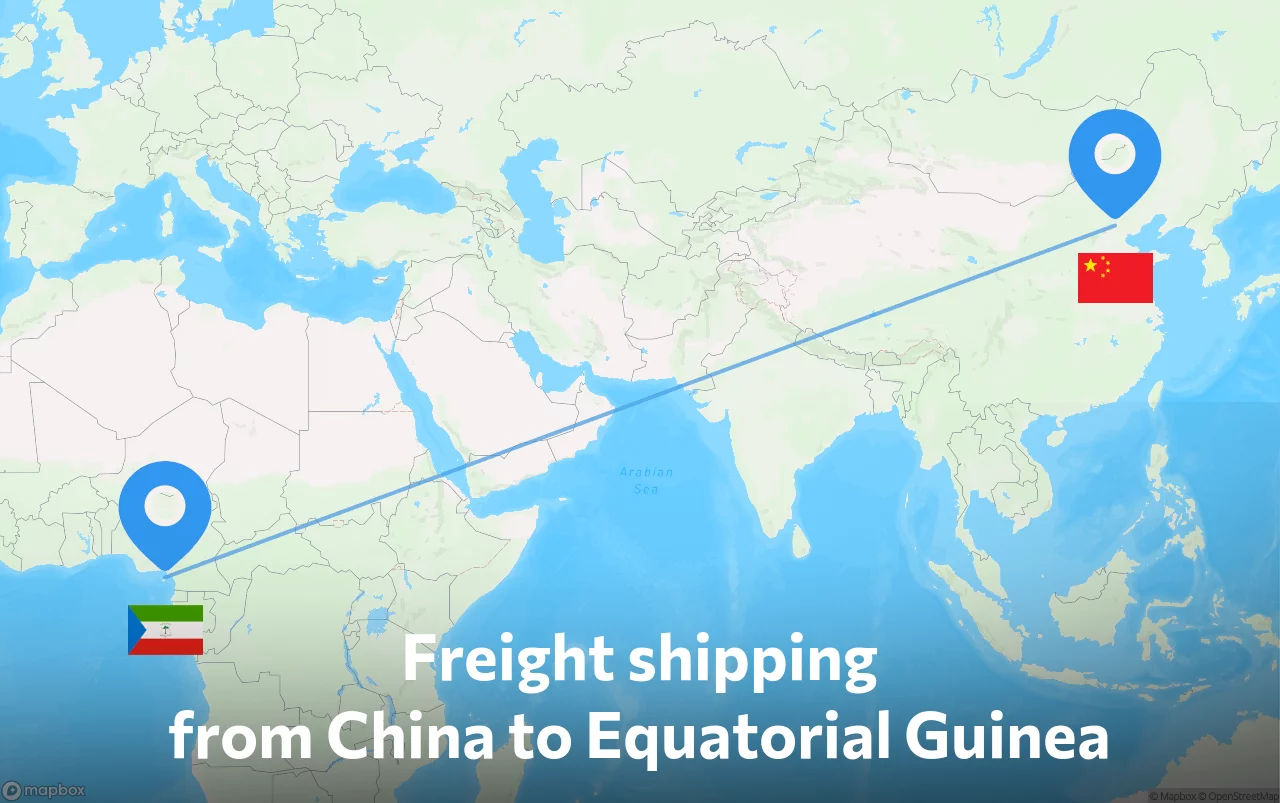 Shipping route from China to Equatorial Guinea