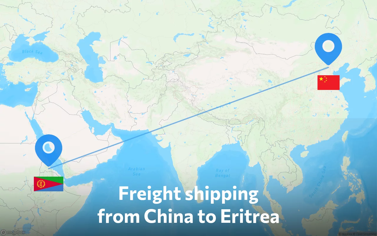 Shipping route from China to Eritrea