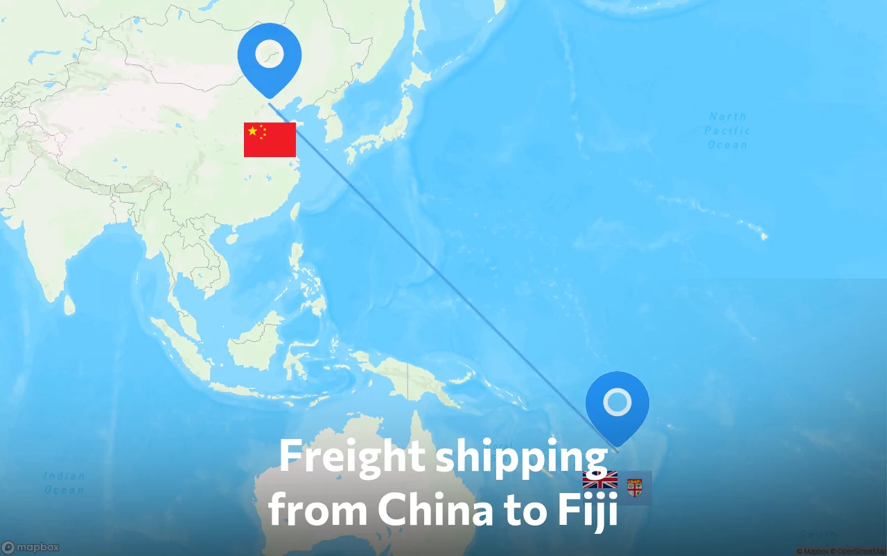 Shipping route from China to Fiji
