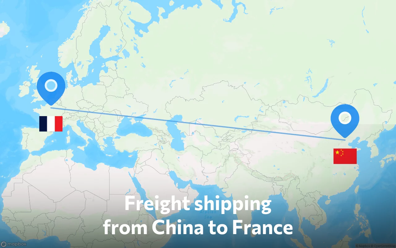Shipping route from China to France