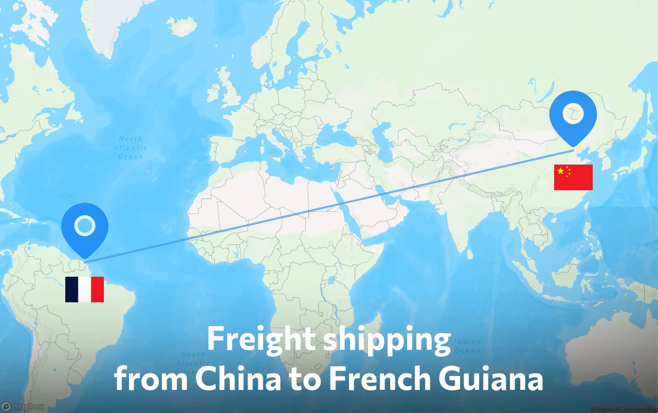 Shipping route from China to French Guiana