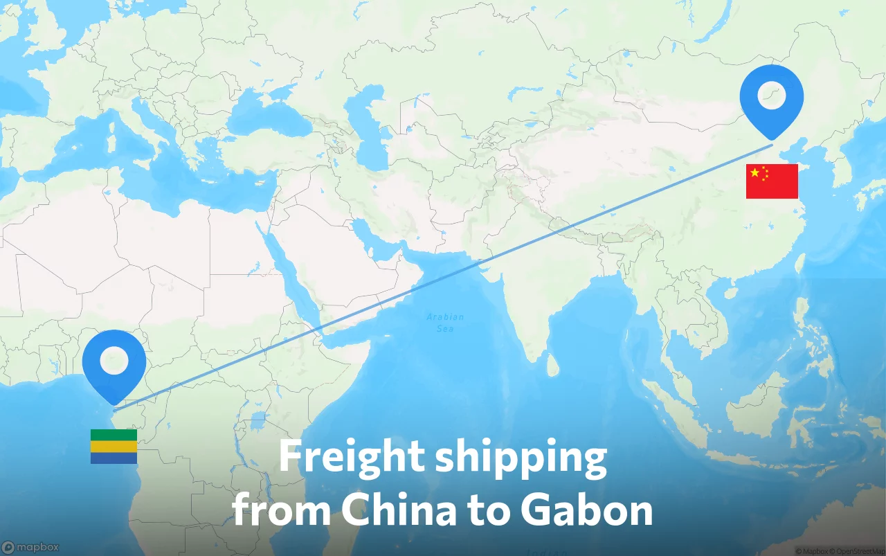 Shipping route from China to Gabon