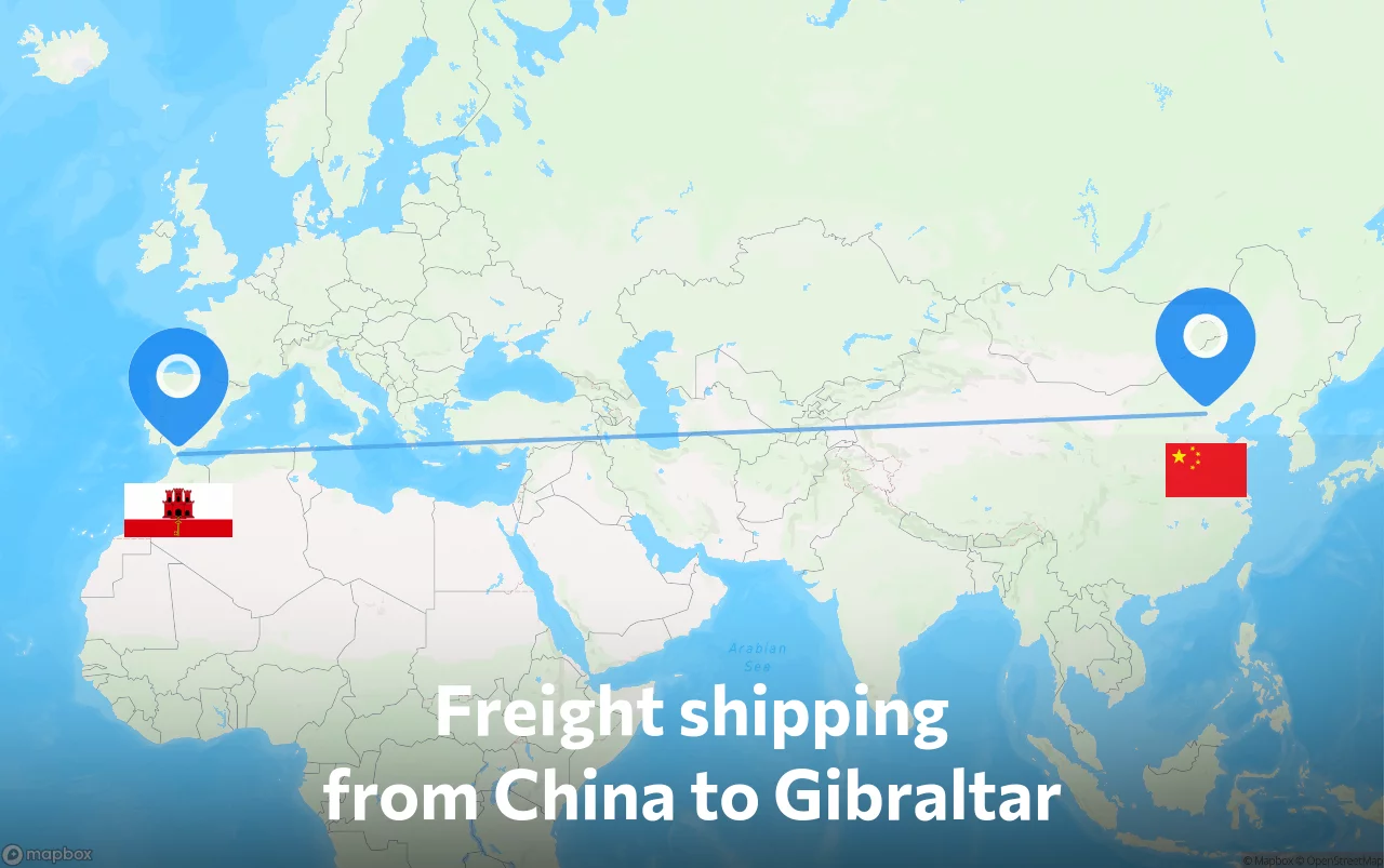 Shipping route from China to Gibraltar