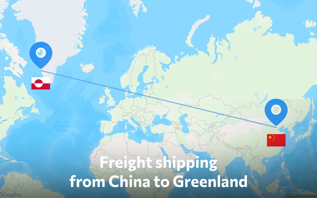 Shipping route from China to Greenland