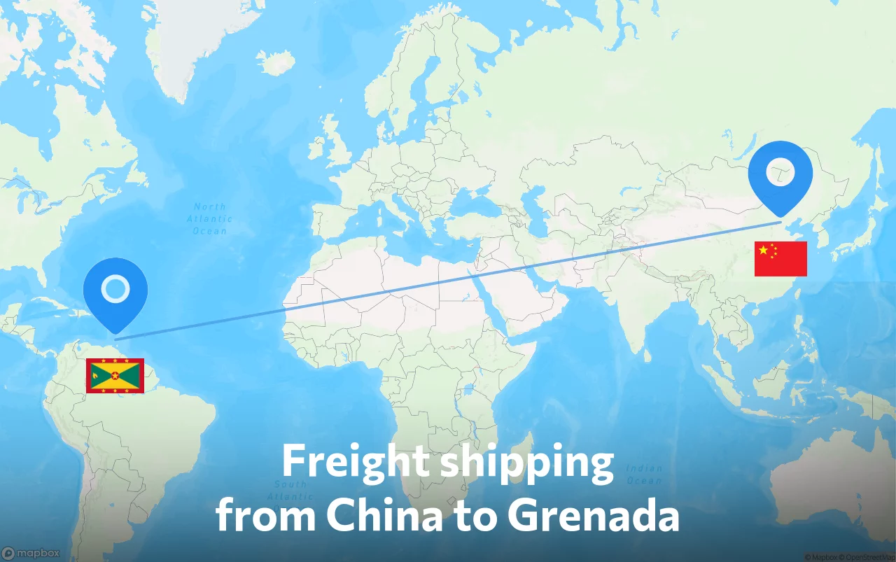 Shipping route from China to Grenada