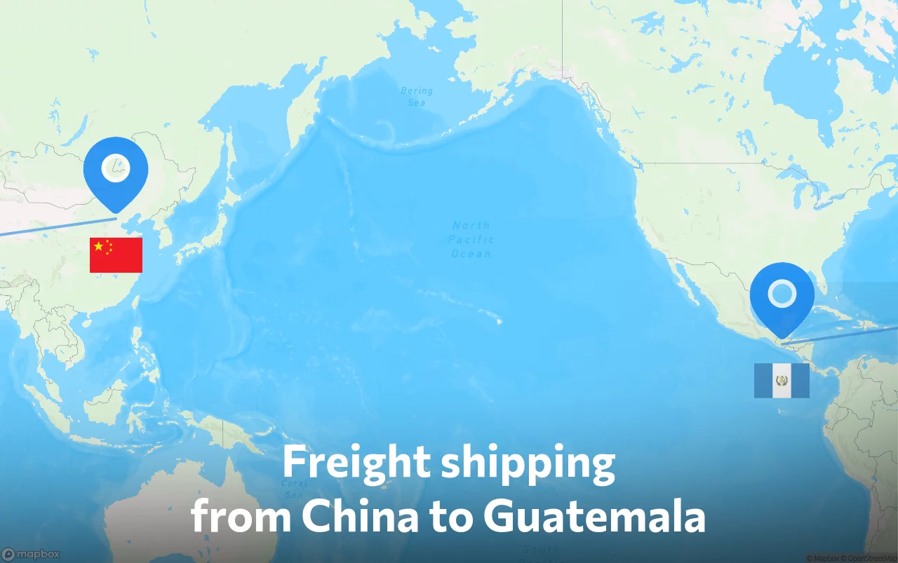 Shipping route from China to Guatemala