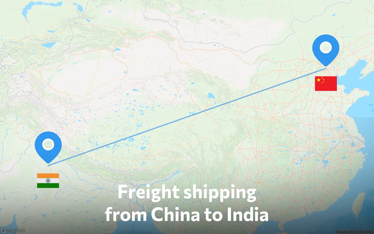 Shipping route from China to India