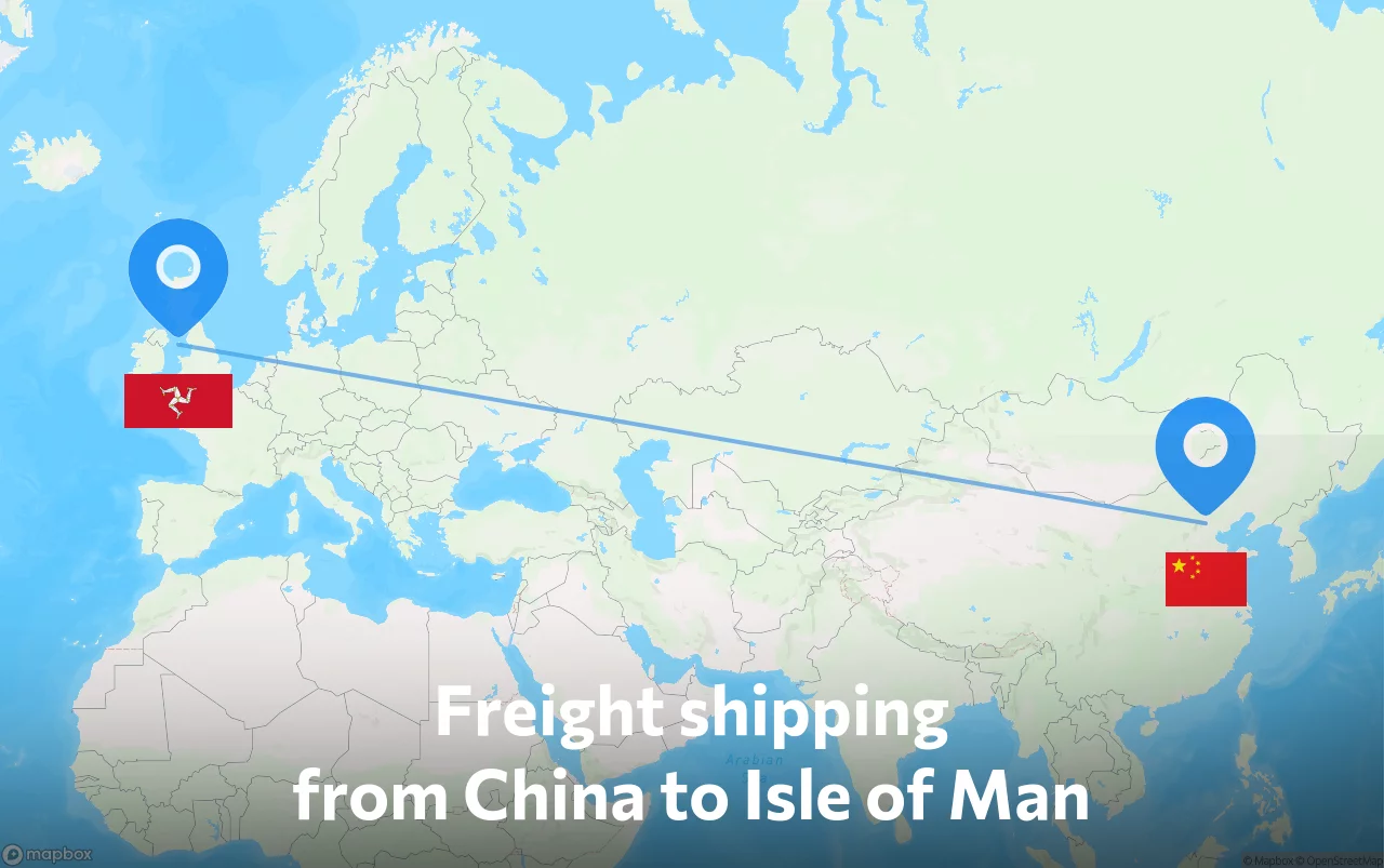 Shipping route from China to Isle of Man