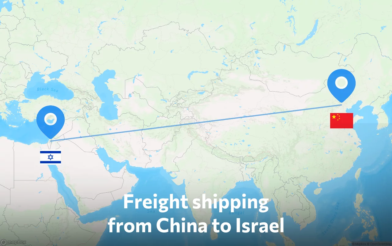 Shipping route from China to Israel
