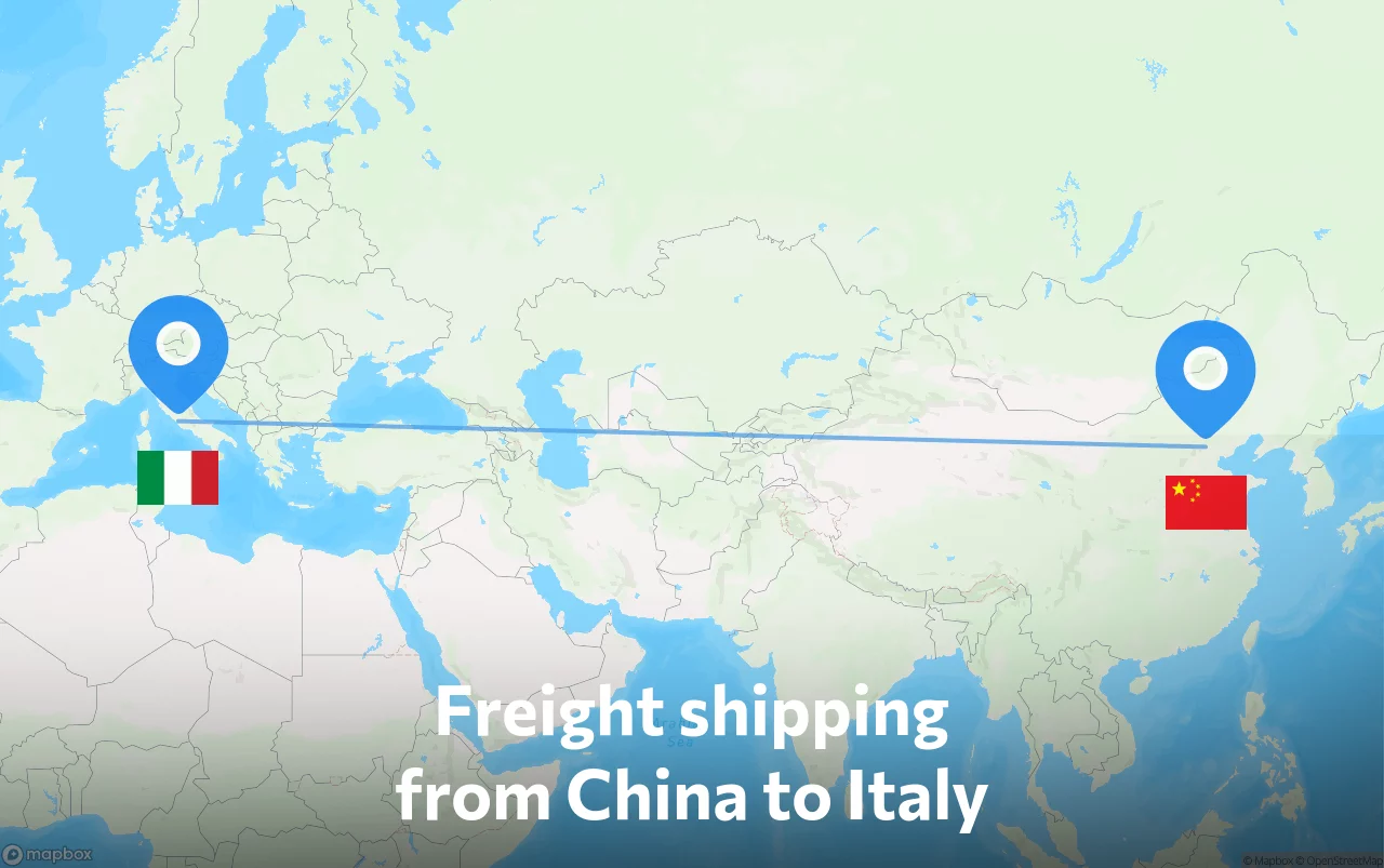 Shipping route from China to Italy