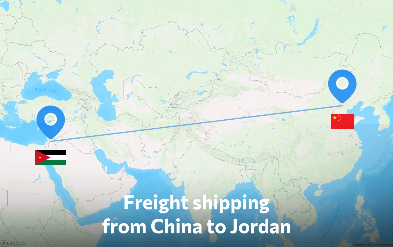 Shipping route from China to Jordan